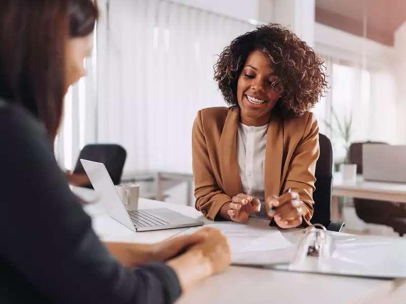 Woman advising client